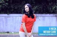 v neck merah cabe