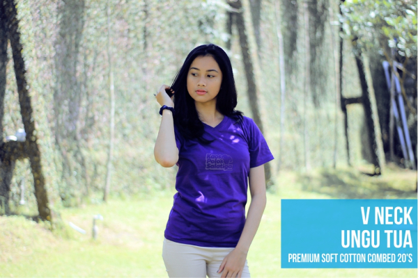 v neck ungu tua